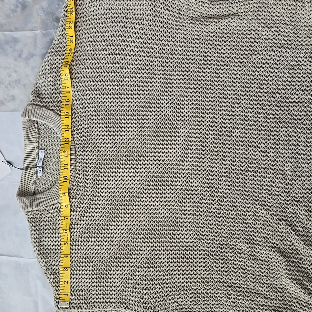 ZARA MENS COTTON WEAVE TEXTURED SWEATER SIZE XL TAUPE SAND - Picture 9 of 10